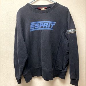 VTG ESPIRIT Mens Sz M Navy Blue Longsleeve 90s Crewneck Sweater